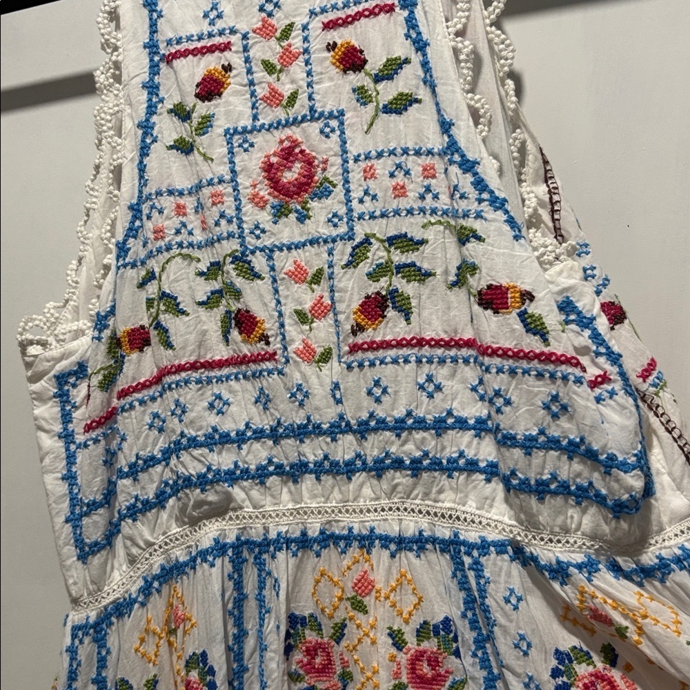 FARM RIO rare grandma embroidered tapestry midi dress - Picture 15 of 16